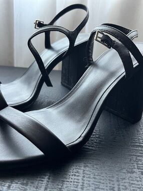 bp Black Minimalist Block Heel Sandals